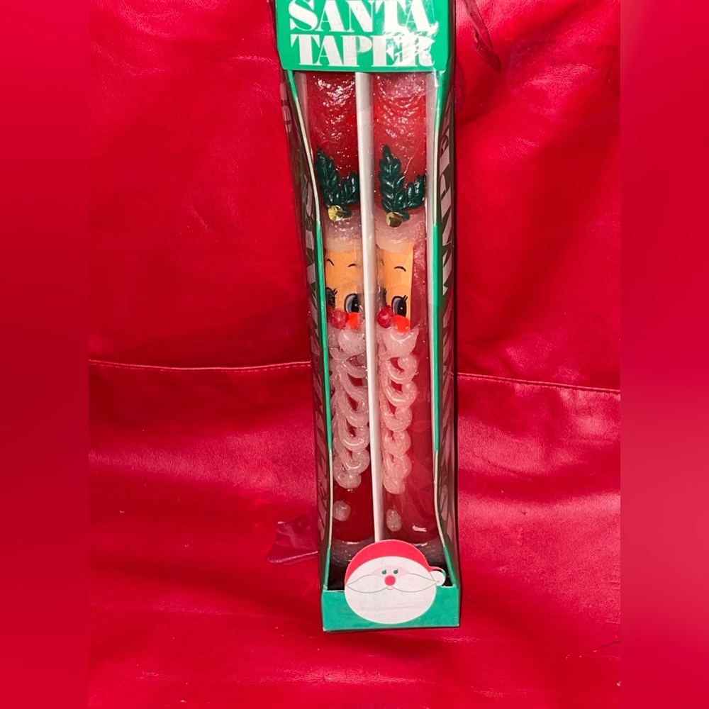 Vintage Christmas Santa Clause Tapers Candles in Box